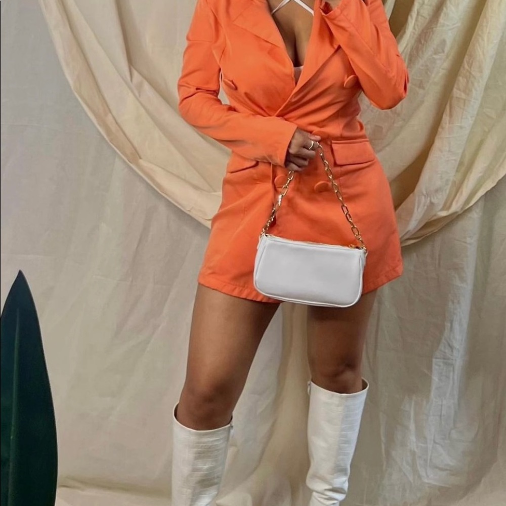 Tangerine orange blazer dress